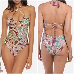 \BECCA Rebecca Virtue\ NWT Purple Paisley Multi-Way 1 Piece Swimsuit
